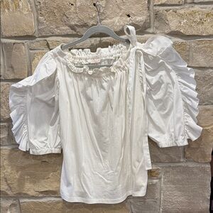 See By Chloe Elegant White Women's Top with puffed sleeves and bow size S